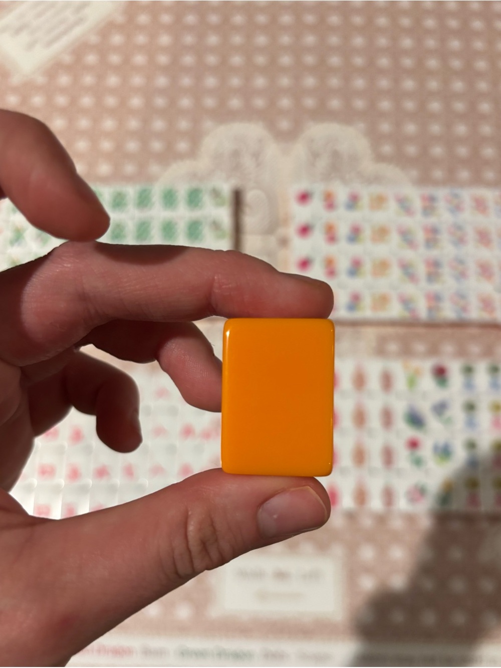 Orange and White American Mahjong Engraved Tiles w/Striped Accent - Picture 5 of 5